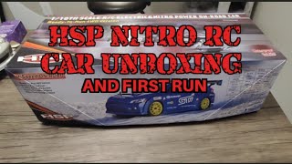 HSP Nitro RC car 110 scale unboxing and first run [upl. by Anik662]