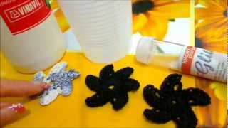 DIY tutorial fiore uncinetto inamidare e indurire pizzi e macramè glitter crochet flower [upl. by Meeker]