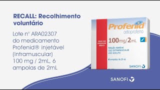 Profenid  Recall  recolhimento voluntário [upl. by Petey]