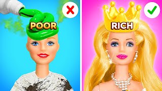 RICH VS BROKE DOLL MAKEOVER🎀✨ Brilliant Gadgets and Cool Doll’s Hacks By 123 GO [upl. by Neelyar752]