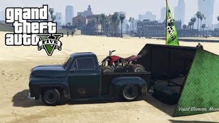 GTA 5  Mudding amp Hauling Four Wheeler With Old Ford Truck [upl. by Ahsiekat356]