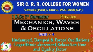 3 BSc 11  Mechanics Waves amp Oscillations  Unit 4  Logarithmic Decrement Relaxation Time [upl. by Tatiana321]