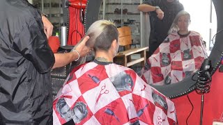 Sexy Barber girl extreme short haircut✂️💈 [upl. by Wilhide]