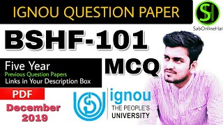 BSHF 101 PREVIOUS YEAR QUESTION PAPER DECEMBER 2019 MCQ PDF SOH in English [upl. by Acimaj659]