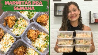 COMO FAZER MARMITAS FIT PRA SEMANA TODA  Arroz colorido e sobrecoxa de frango assada [upl. by Eskill]