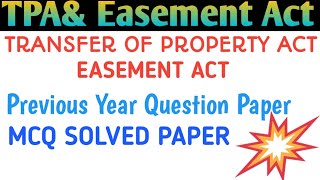 TPA MCQ QUESTIONTransfer property act Agra University paperEasement MCQTPA PREVIOUS year paper [upl. by Marcela]