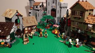 lego castle army black Falcon vs Lion knights battle at Medieval Town Square stop motion animation [upl. by Gloria]