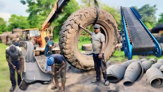 Incredible Making Process of Conveyor Belt from Used Tyres  Work Process [upl. by Zorina]