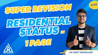 Residential Status in 1 page  Super Revision  CA Amit Mahajan [upl. by Doralyn]