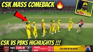 CSK Back In Points Table 🥵 Winning Moments CSK VS PBKS Today Match Highlights [upl. by Rehpatsirhc555]