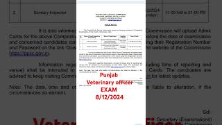 Punjab Veterinary officer exam 81224 ppsc veterinaryofficerexam punjabvacancy jobvacancy vet [upl. by Naid179]