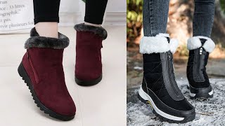 New WInter Beautiful footware fashionable boots and Warm Plush Snow Shoes Zipper designs 2024 [upl. by Etnasa]