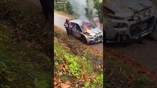 Rally racing Citroen Rally caught fire rallye rallyesports drift wrc drifting motorsport [upl. by Mera]