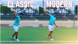 Classic vs Modern OneHanded Backhand Tennis Technique [upl. by Anilasor889]