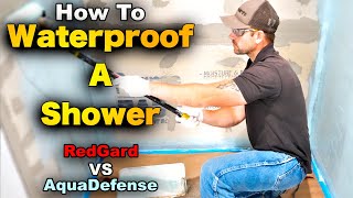 How To Waterproof A Shower  RedGard vs AquaDefense [upl. by Zebulen]