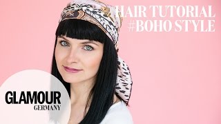 schnell amp einfach Kopftuch binden im Boho Style I GLAMOUR Hair Tutorial [upl. by Undry]