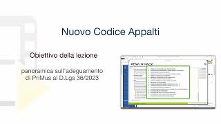 Tutorial PriMus  Nuovo Codice Appalti  ACCA software [upl. by Abshier]