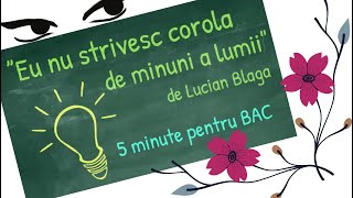 ”Eu nu strivesc corola de minuni a lumii” de Lucian Blaga Bacalaureat [upl. by Wanfried931]