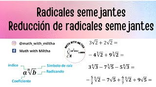 Radicales semejantes reducción de radicales semejantes [upl. by Noyad]