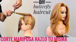 Corte Mariposa  DIY Butterfly Haircut [upl. by Anerul864]