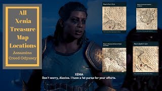 Assasssins Creed Odyssey All Xenias Treasure map Locations Throw the Dice Quest [upl. by Ennaegroeg]