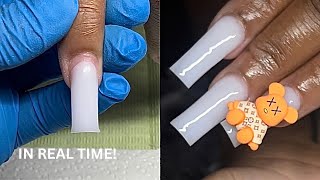 BEGINNER ACRYLIC NAIL TUTORIAL  BEGINNER NAIL ADVICE   cutting down time🙊 [upl. by Ybbor]