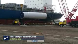 Arriba a Tampico barco Star Luster con 100 torres eólicas [upl. by Merrie]