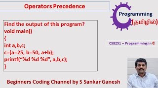 sizeof ternary and operators precedence in C with programs  CS3251  Programming in C  Tamil  19 [upl. by Bridie830]