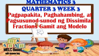 MATH 3 Q3 W3 PAGPAPAKITAPAGHAHAMBINGPAGSUSUNOD SUNOD NG DISSIMILAR FRACTIONS GAMIT ANG MODELO [upl. by Blader]