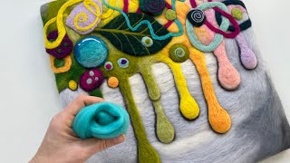 What Painting with wool  creative felting art tutorial step by step [upl. by Ventura]