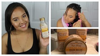 Creme of Nature NEW Pure Honey Line Review  Jessica Noelle [upl. by Lein]