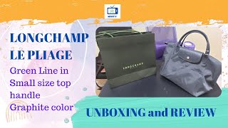 Longchamp Le Pliage Small Top Handle  Green line Unboxing and What Fits Inside Not Sponsored [upl. by Soilisav]