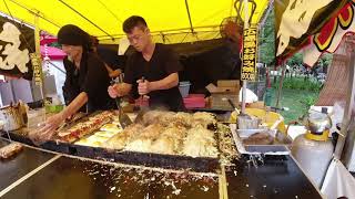 夏祭り三日目 露店にはたくさんのお店が出店 広島風お好み焼き 2019年7月15日（祝日） [upl. by Aruam]