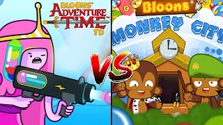 Bloons Monkey City VS Bloons Adventure Time TD Round By Round Comparison [upl. by Tray]