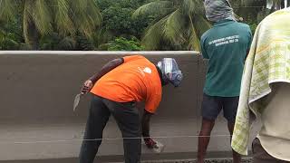 Crash barrier concrete laying with machine [upl. by Mccowyn262]