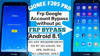 Gionee F205F205 pro Frp Google Lock unlock  ANDROID 810 Without PC  GiONEE F205 Frp Bypass [upl. by Aihsa863]