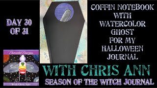 Coffin notebook with watercolor ghost for my Halloween journal [upl. by Nalhsa81]