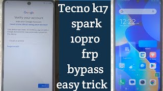 tecno spark 10 pro k17 frp bypass android 12 tecno k17 frp bypass frpbypass tecno [upl. by Nirot]