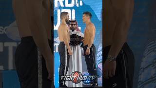 Artur Beterbiev vs Dmitry Bivol weigh in is INTENSE [upl. by Nortyad]