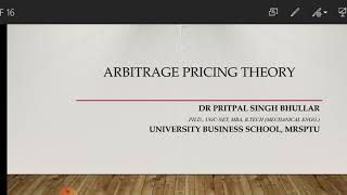 Arbitrage Pricing Theory [upl. by Gladwin851]