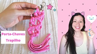 🌸Porta chaves de Macramé com Trapilho  Fio de malha  Tutorial para iniciantes  DIY Macramé💙 [upl. by Shayla]