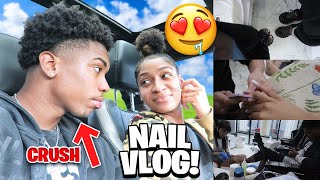 Nail vlog with my CRUSH 🥵ILIASATL  JORDAN JESSIE [upl. by Nonrev]