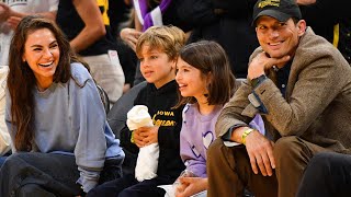 Ashton Kutcher and Mila Kunis Lookalike Kids Make RARE Appearance [upl. by Orit]