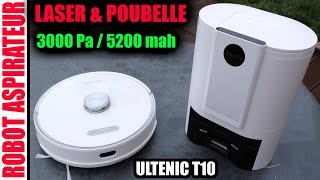 Ultenic T10 Robot Aspirateur Laser avec poubelle Automatique 3000 PA 5200 mah avec lavette [upl. by Reinald834]