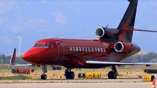 Beautifully Painted Dassault Falcon 900  Landing Arrival and Shutdown [upl. by Ahsirt]