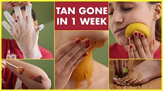 Natural Remedies To Remove Tan  7 Days To Glow Naturally  Face Hands Neck amp Body [upl. by Lambard]