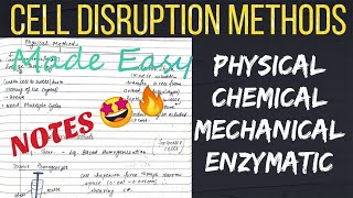 Cell Disruption Methods physical chemical mechanical enzymatic Notes 😎downstream processing [upl. by Aramaj]