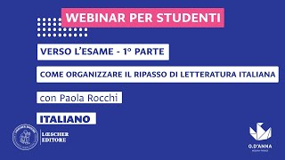 Verso l’Esame come organizzare il ripasso di LETTERATURA ITALIANA – 1 parte [upl. by Keese]