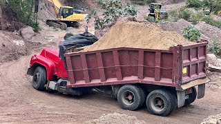 Pozzolan Mining  Overload Trucks Leaving the Quarry E8S2 [upl. by Trahurn12]