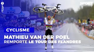 Cyclisme  Mathieu Van der Poel remporte son 3e Tour des Flandres [upl. by Euginom543]